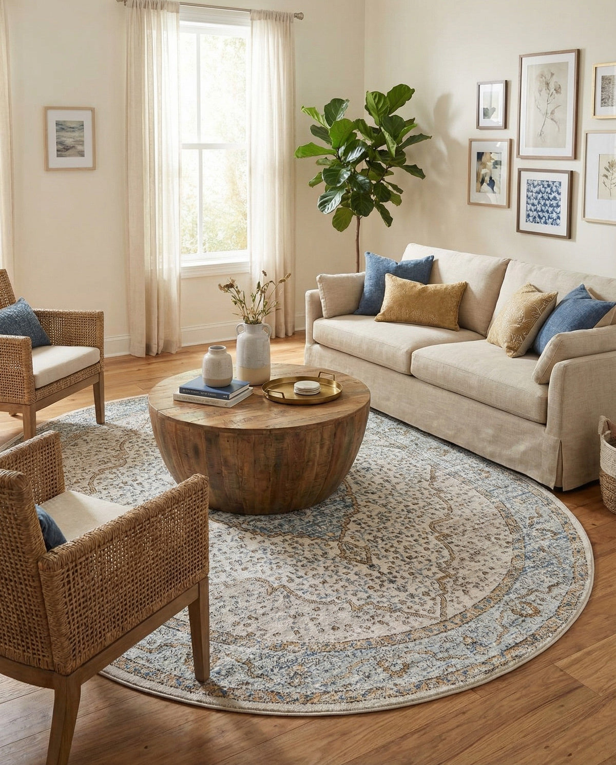 Mykonos Manor Collection Area Rug - Delos Oval Blue  lifestyle 140