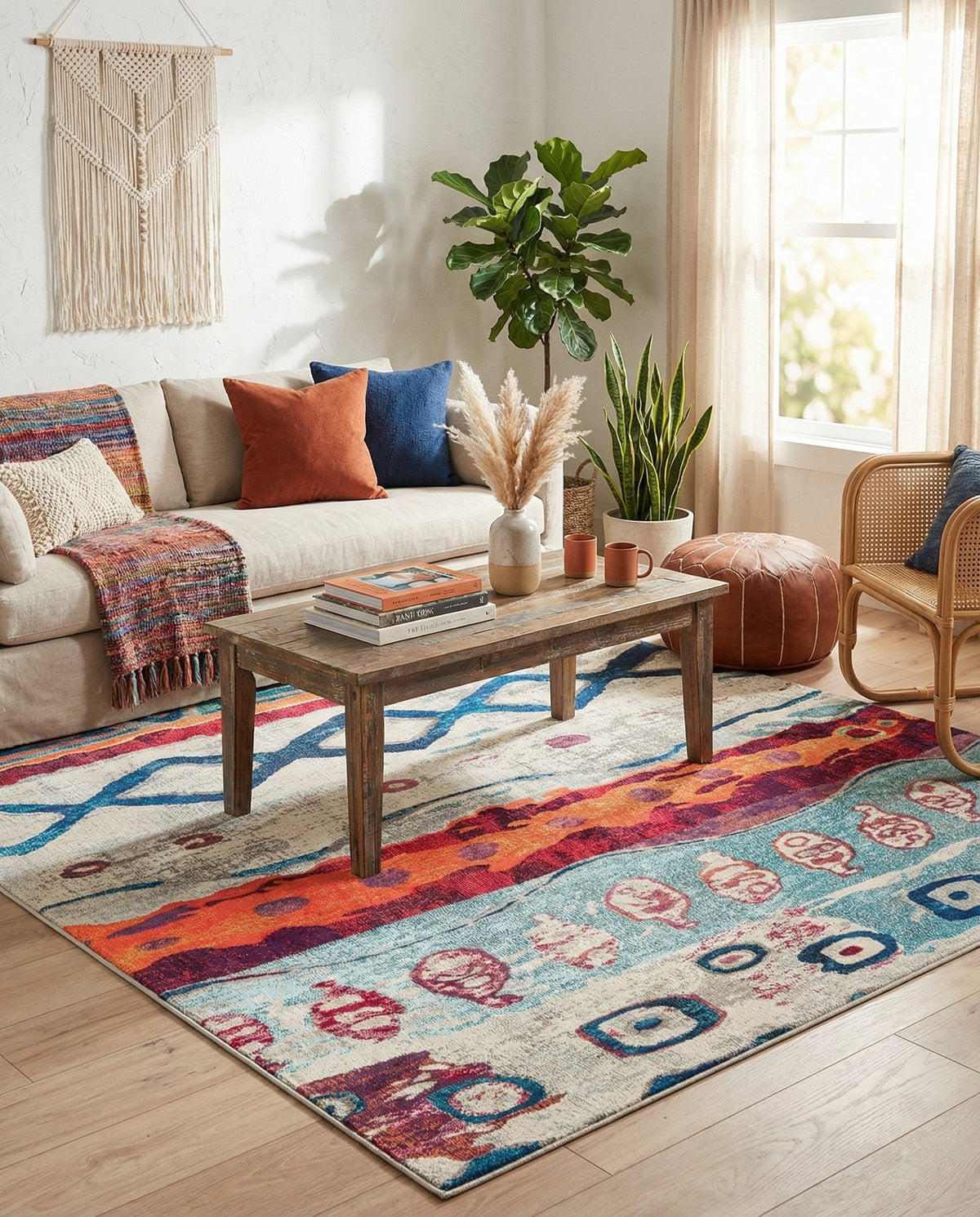 Colorburst Oasis Collection Area Rug -  Lagoon Square Multi  lifestyle 86