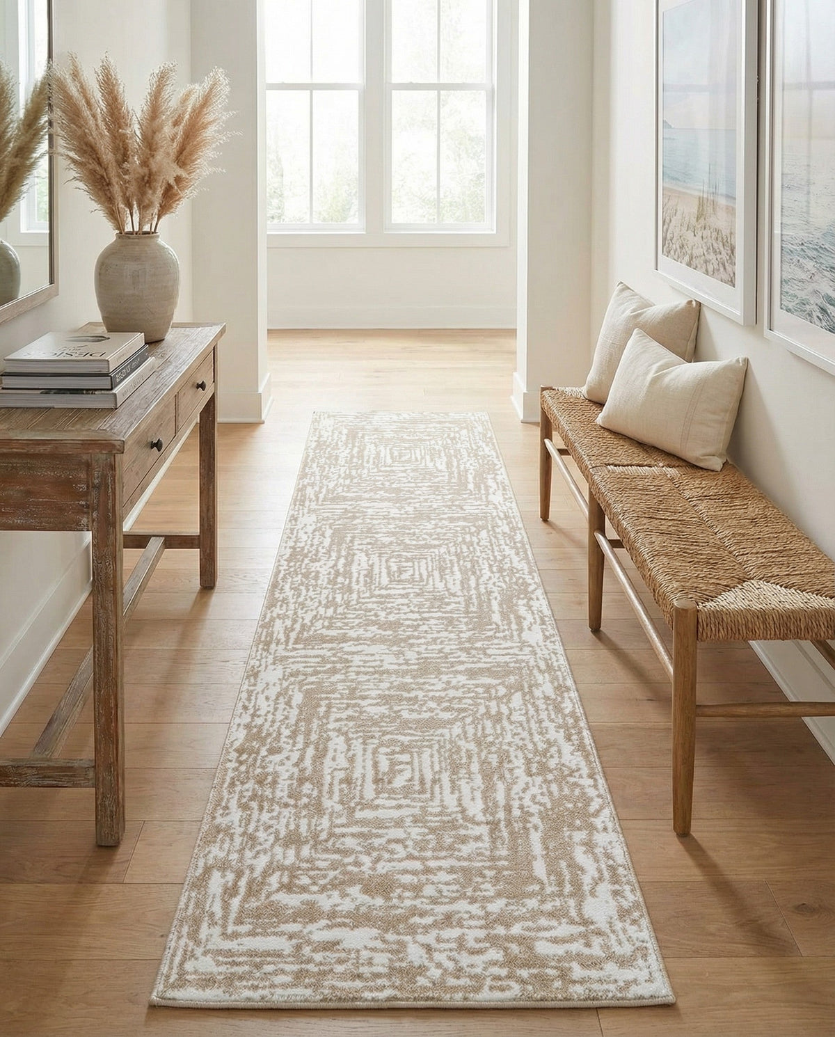 Sanctuary Retreat Collection Area Rug -  Asylum Runner White Bone  lifestyle 166
