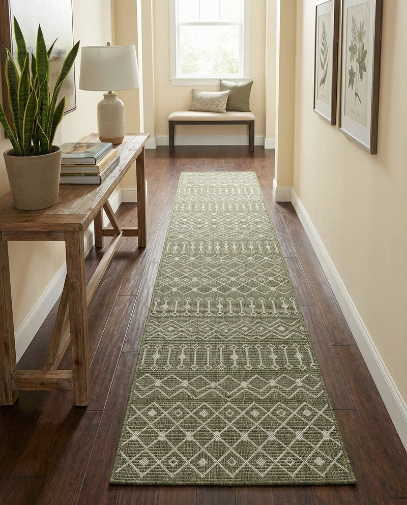 Savannah Pergola Collection Area Rug -  Pergola (Green) Runner Green  lifestyle 55