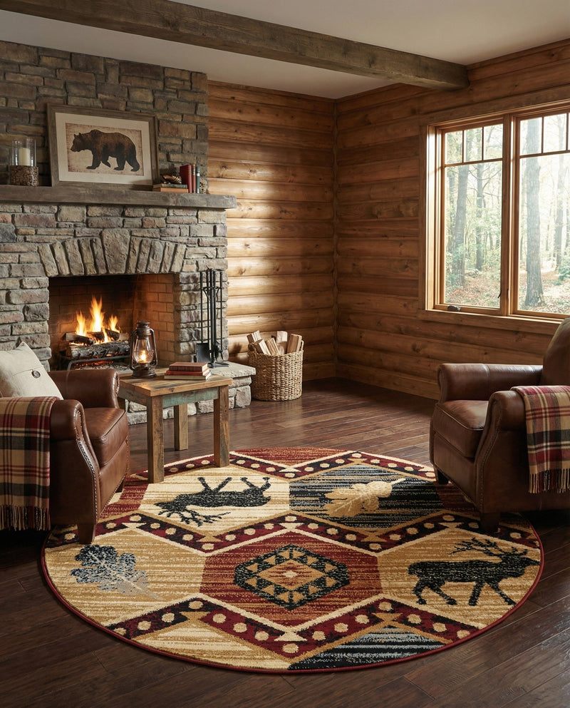 Frontier Trails Collection Area Rug -  Mesa Round Multi  lifestyle 71