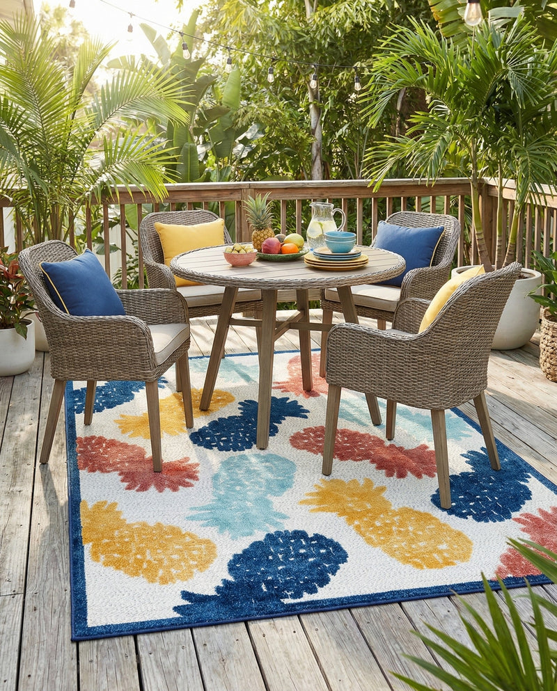 Caribbean Terrace Collection Area Rug -  Nevis Rectangle White  lifestyle 10