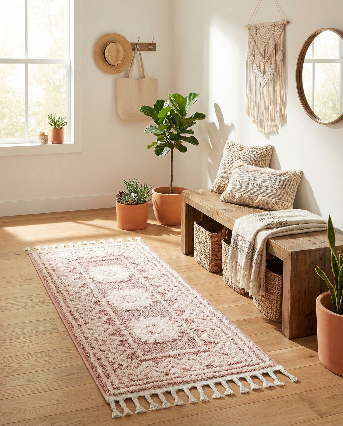 Sahara Chic Collection Area Rug -  Tangier Runner Pink  lifestyle 198