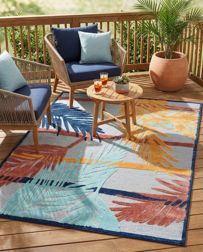 Caribbean Terrace Collection Area Rug - Antigua Rectangle Gray  lifestyle 13