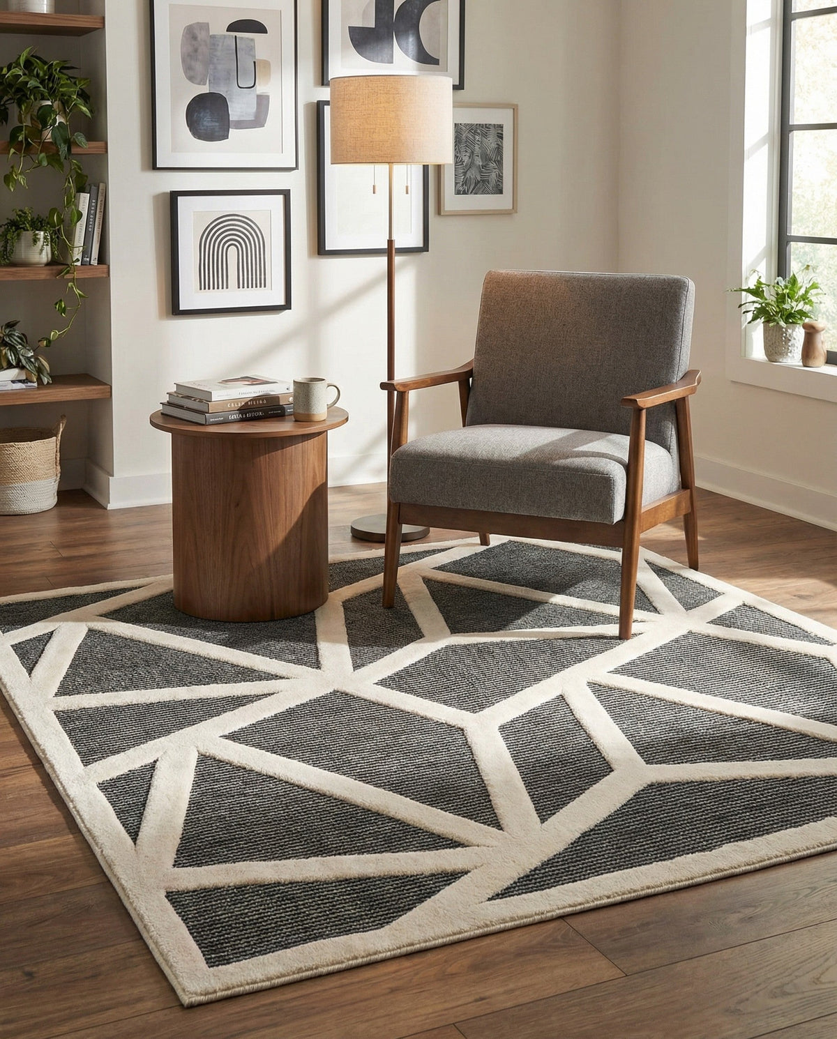 Monochrome Collection Area Rug -  Onyx Square Gray  lifestyle 110