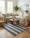 Seaside Stripes Collection Area Rug -  Veranda Rectangle Charcoal Gray  lifestyle 11