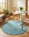 Garden Lattice Charm Collection Area Rug - Arbor (Aqua) Round Aqua  lifestyle 40