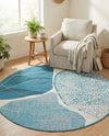 Urban Terrace Collection Area Rug -  Courtyard Round Blue and Ivory  lifestyle 47
