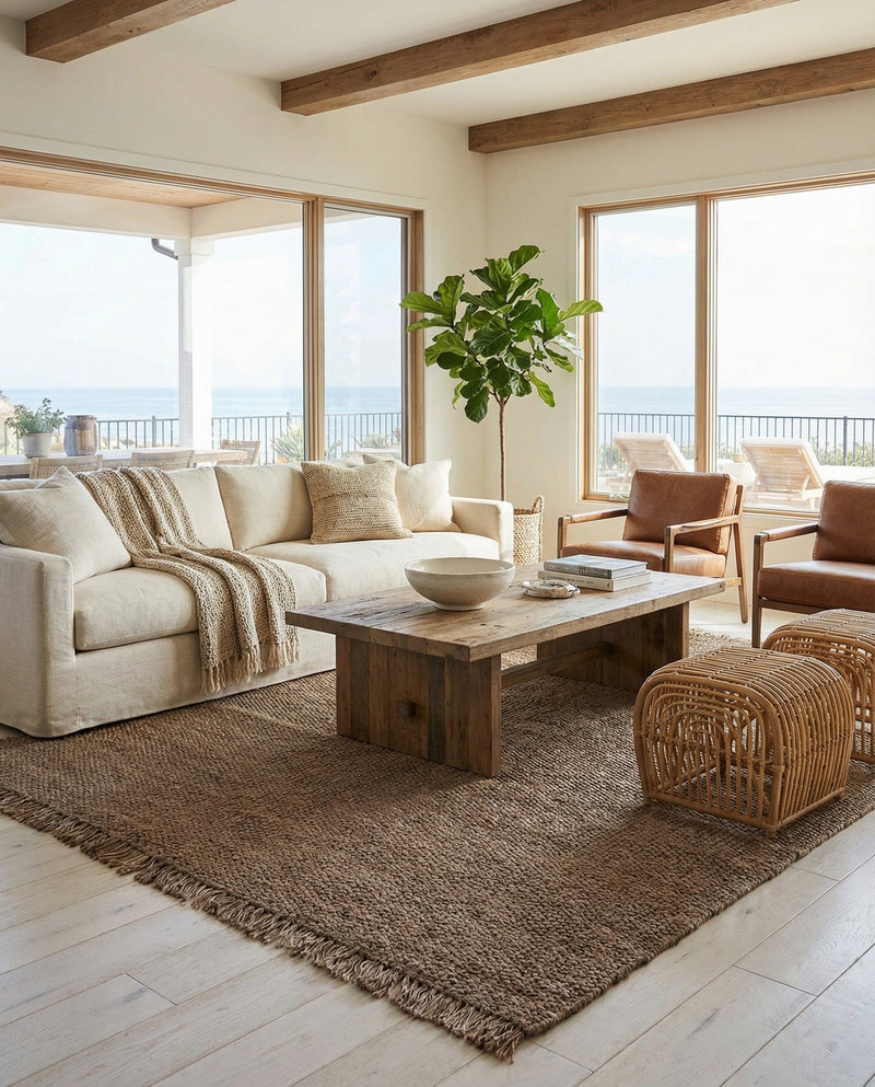 Savannah Jute Collection Area Rug - Seashore Rectangle Gray  lifestyle 15