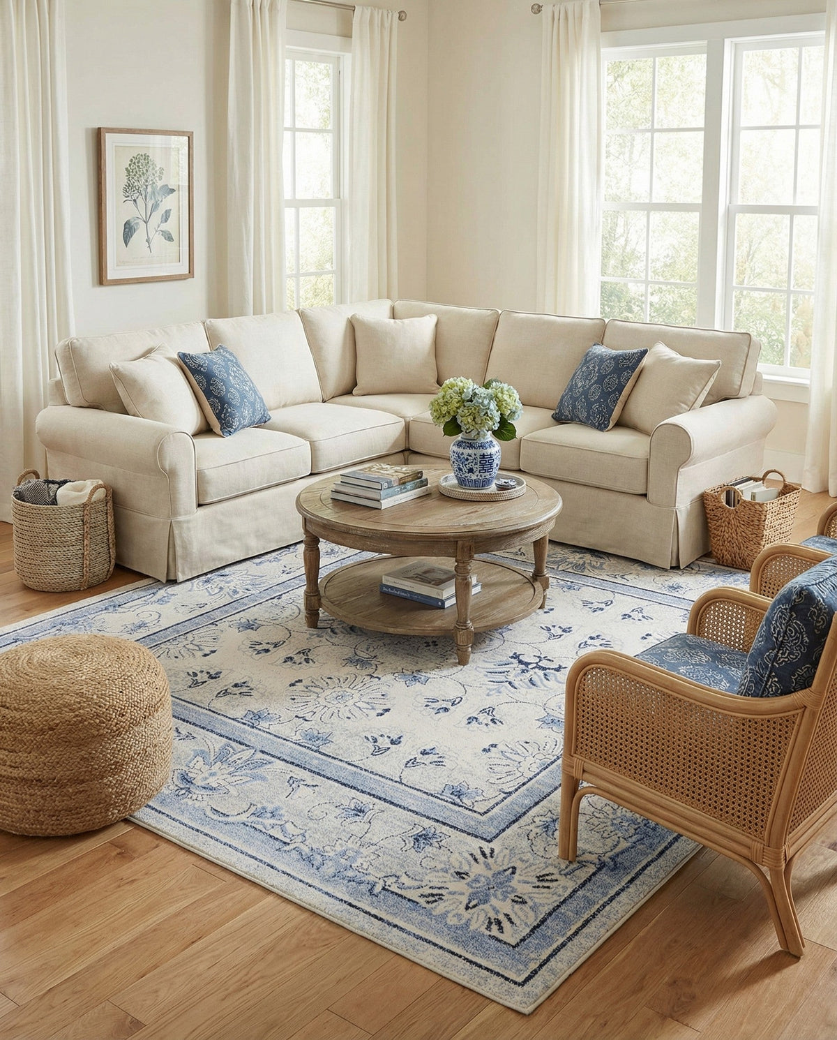Horizon Collection Area Rug -  Meridian Square Ivory Blue  lifestyle 91