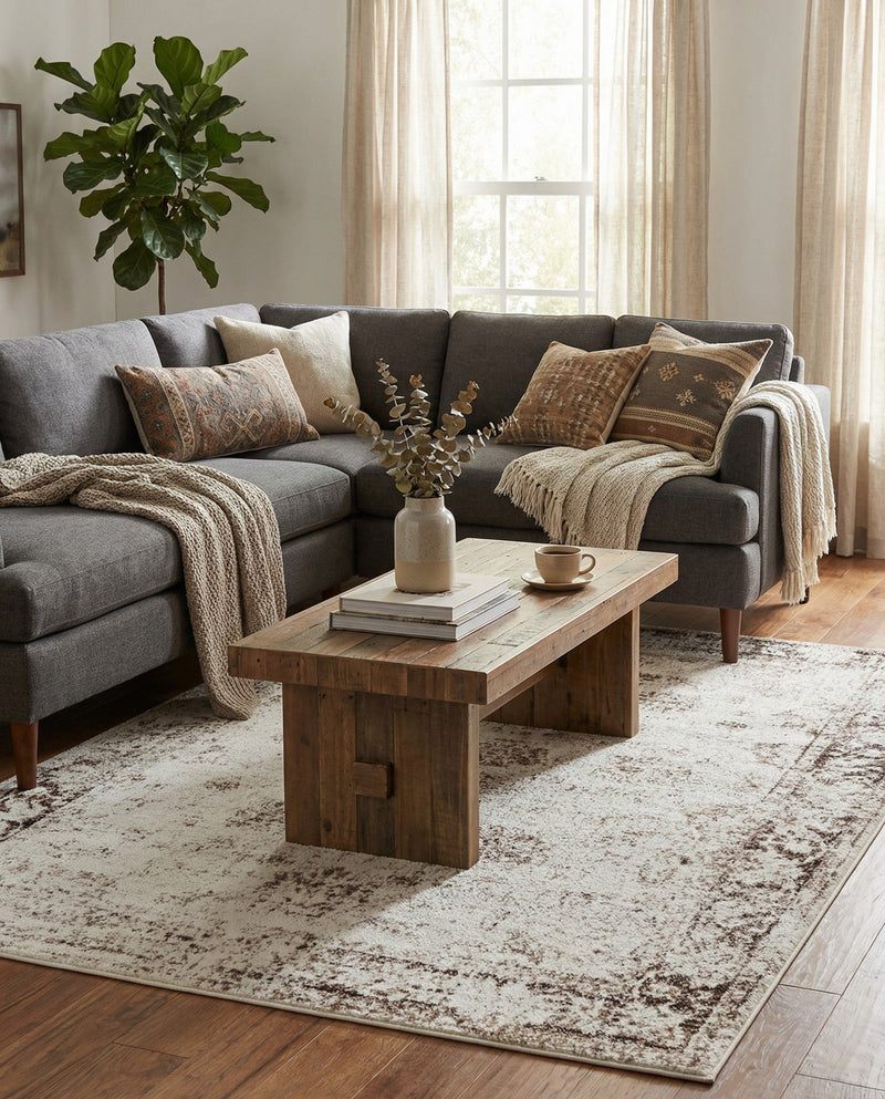 Riviera Elegance Collection Area Rug - Antibes (Beige) Rectangle Beige  lifestyle 6