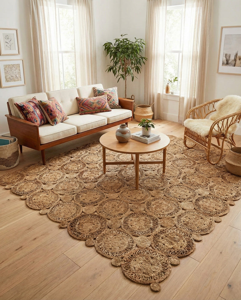 Woven Seaside Jute Collection Area Rug - Whittaker Square Natural  lifestyle 77