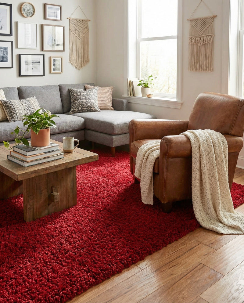 Plush Oasis Collection Area Rug - Serenity (Cherry Red) Rectangle Cherry Red  lifestyle 5