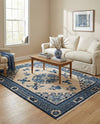 Bazaar Chic Collection Area Rug -  Casablanca Rectangle Ivory and Blue  lifestyle 18
