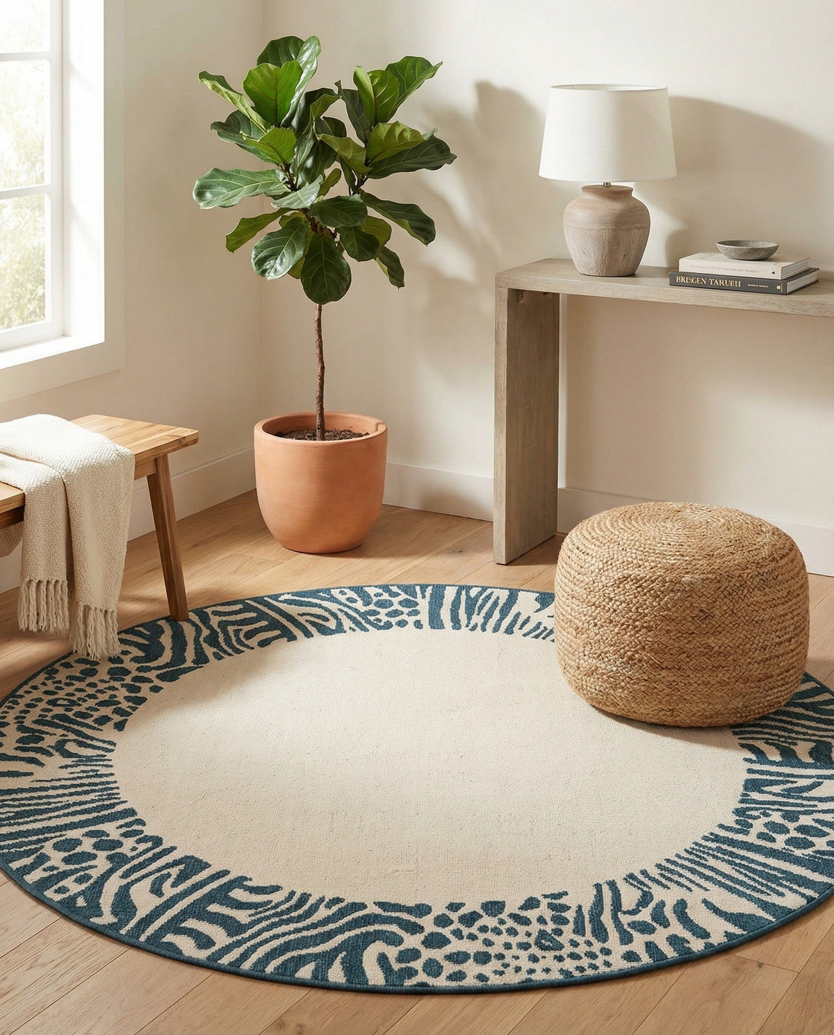 Savannah Escape Collection Area Rug - Serengeti Round Ivory  lifestyle 46