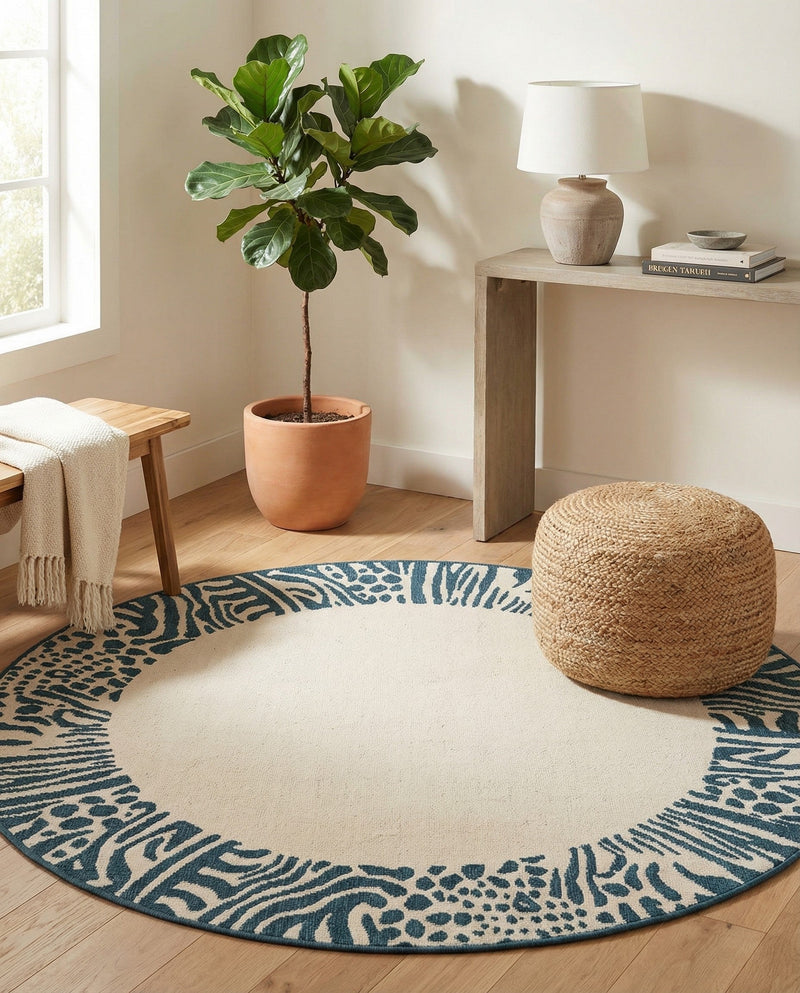 Savannah Escape Collection Area Rug - Serengeti Round Ivory  lifestyle 46