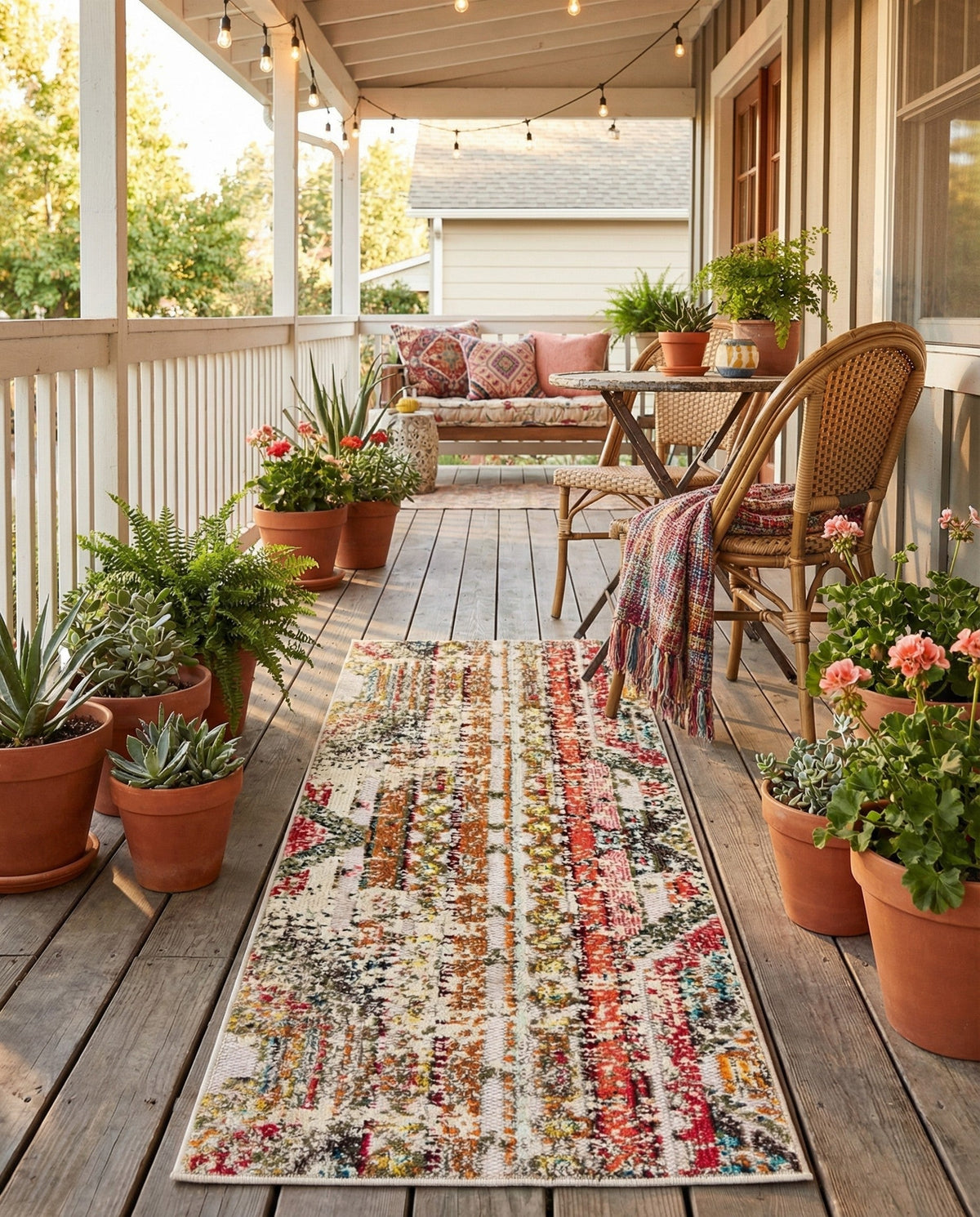 Outdoor Marrakesh Collection Area Rug -  Agadir Runner Multi Beige  lifestyle 115