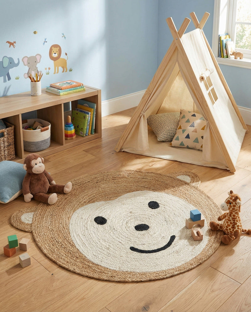 Playful Threads Jute Collection Area Rug - Tanglewood Round White and Natural  lifestyle 65