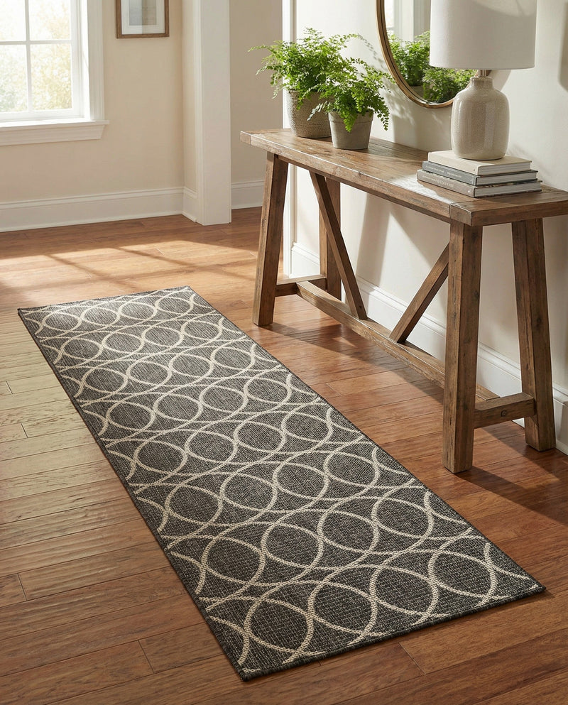 Savannah Pergola Collection Area Rug -  Pavilion (Charcoal) Runner Charcoal  lifestyle 41