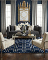 Hollywood Luxe Collection Area Rug -  Beverly (Navy Blue Silver) Rectangle Navy Blue Silver  lifestyle 13