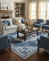 Baroque Era Collection Area Rug - Versailles (Navy Blue) Square Navy Blue  lifestyle 26
