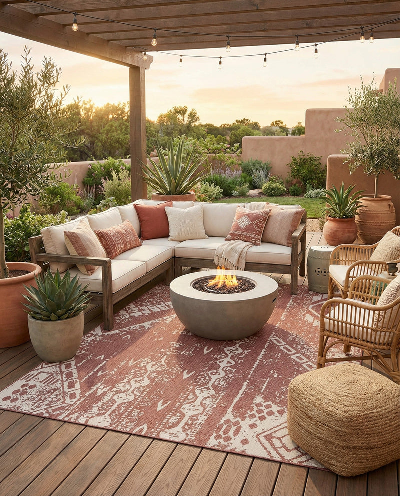 Desert Nomad Terrace Collection Area Rug - Sahara (Rust Red) Rectangle Rust Red  lifestyle 4