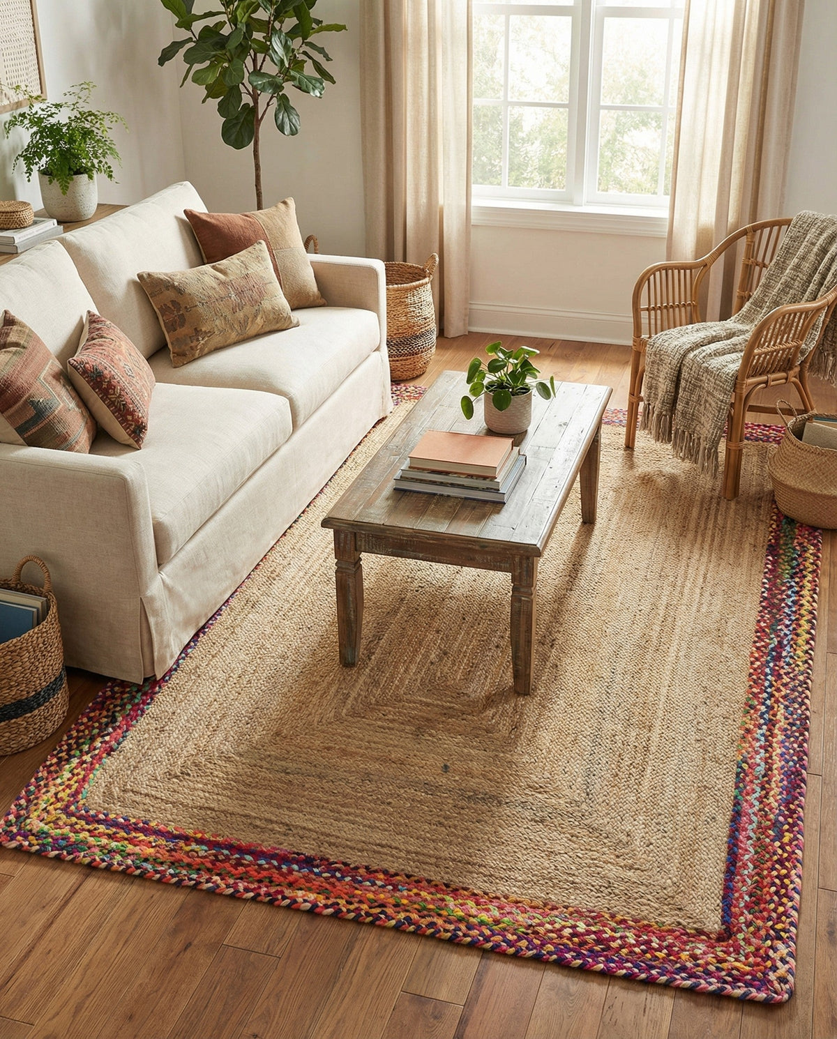 Woven Seaside Jute Collection Area Rug - Seabrook Rectangle Natural  lifestyle 4