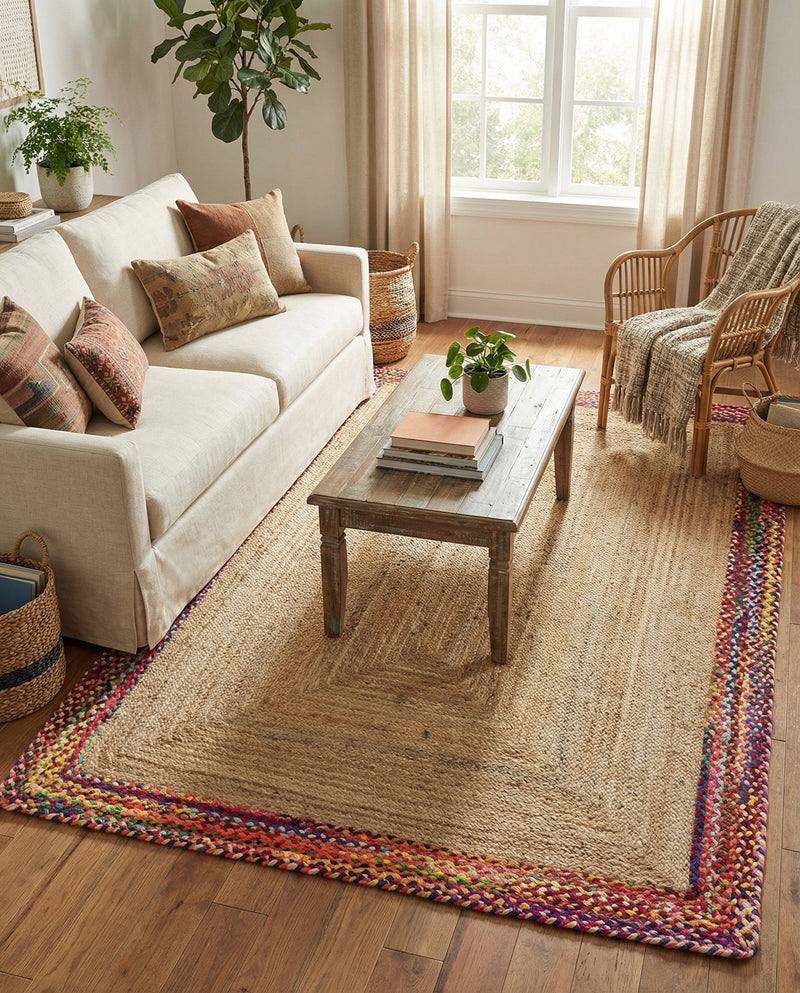 Woven Seaside Jute Collection Area Rug - Seabrook Rectangle Natural  lifestyle 4