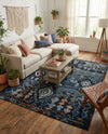 Tangier Treasures Collection Area Rug - Casablanca Rectangle Navy Blue  lifestyle 19