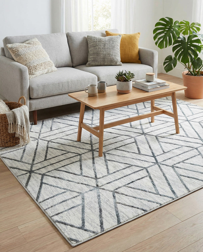 Garden Maze Retreat Collection Area Rug -  Topiarytrail Rectangle White  lifestyle 23