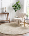 Cozy Comfort Shag Collection Area Rug - Haven (Oatmeal Beige) Round Oatmeal Beige  lifestyle 42