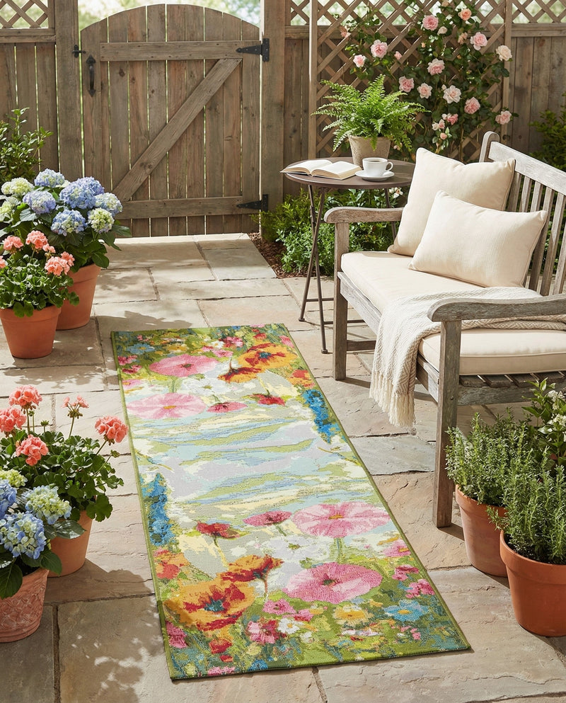 Seaside Blooms Collection Area Rug -  Amalfi Runner Multi  lifestyle 45