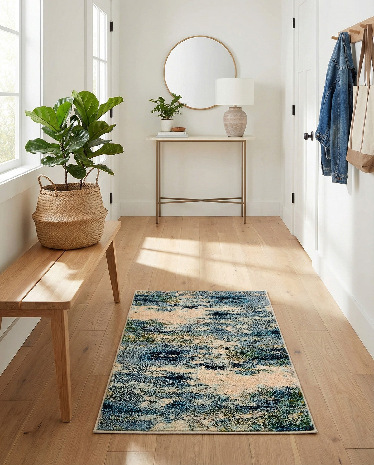 Chromatic Oasis Collection Area Rug -  Serene Rectangle Light Blue  lifestyle 3