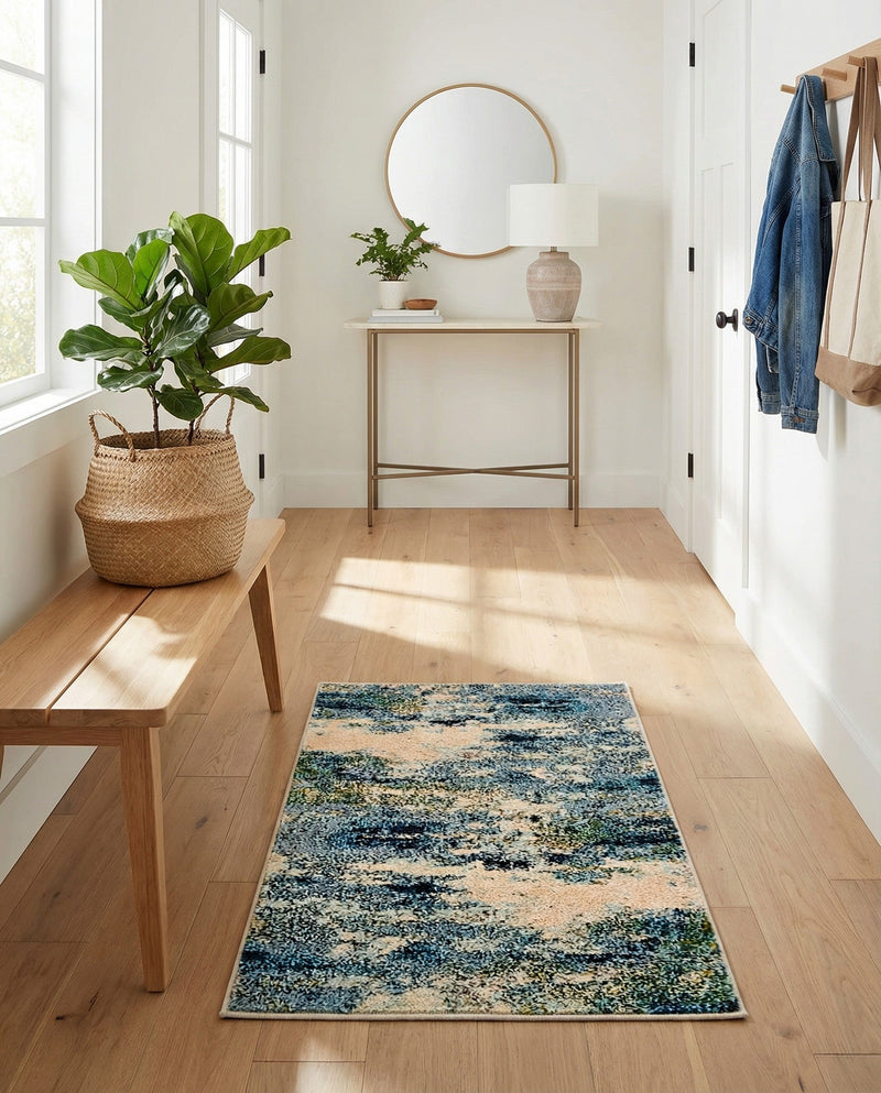 Chromatic Oasis Collection Area Rug -  Serene Rectangle Light Blue  lifestyle 3