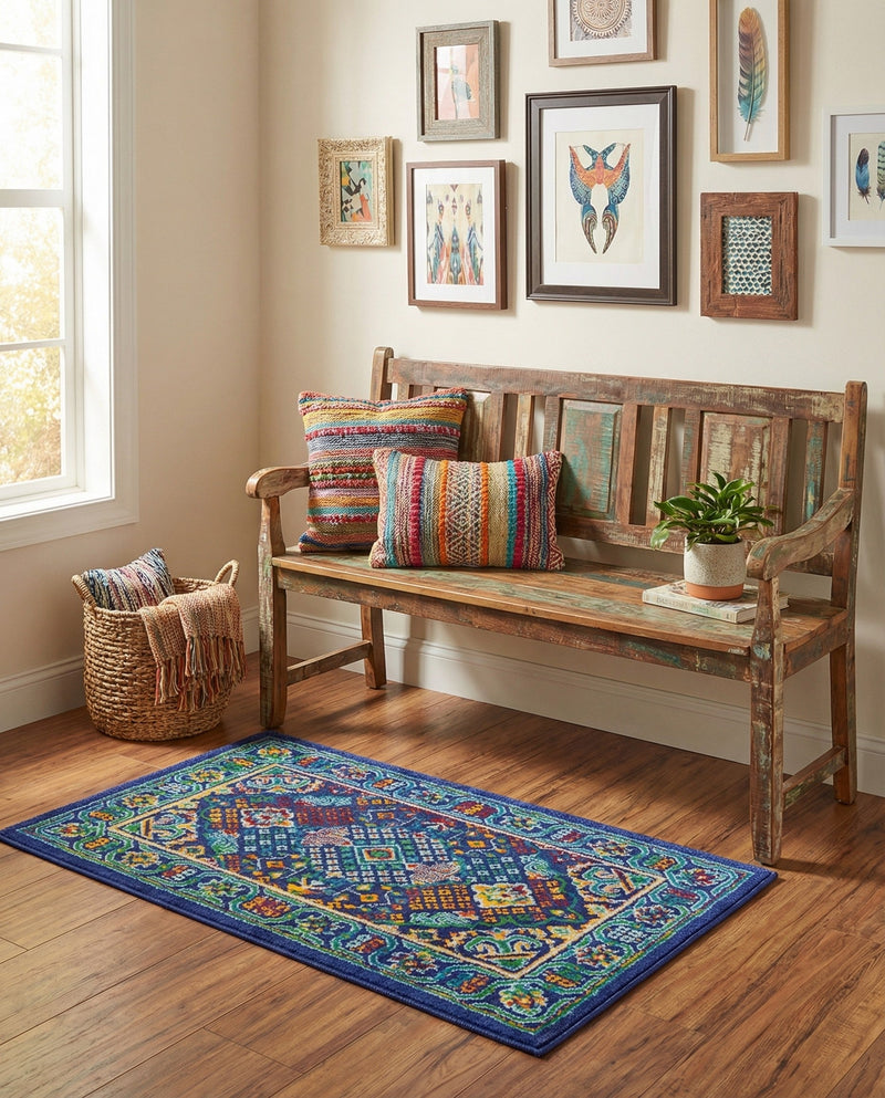 Caribbean Cove Collection Area Rug -  Mustique Rectangle Navy Blue  lifestyle 10