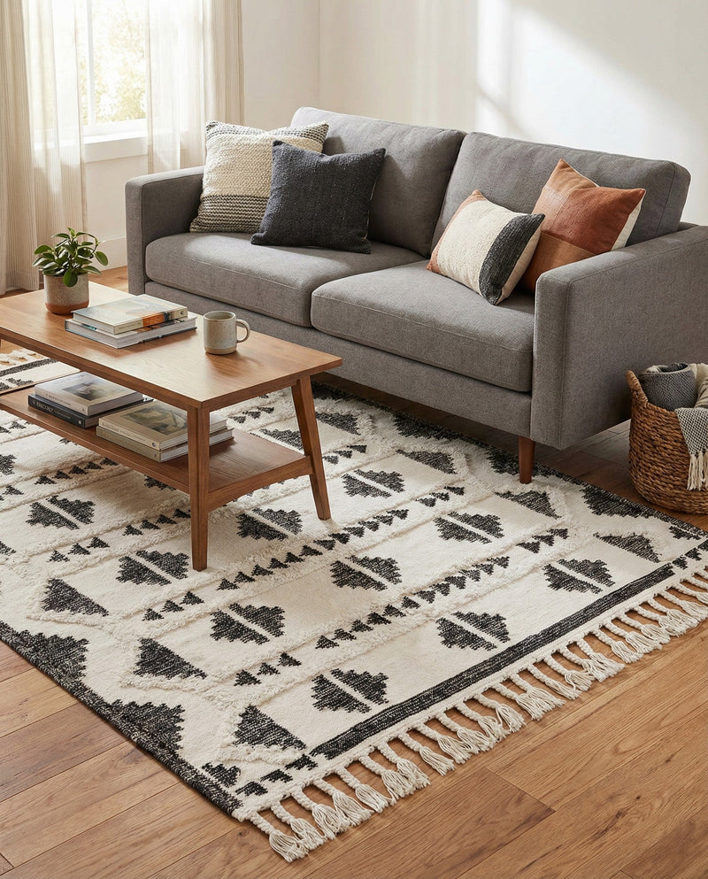 Sonoran Collection Area Rug - BellRock Rectangle Black and White  lifestyle 41