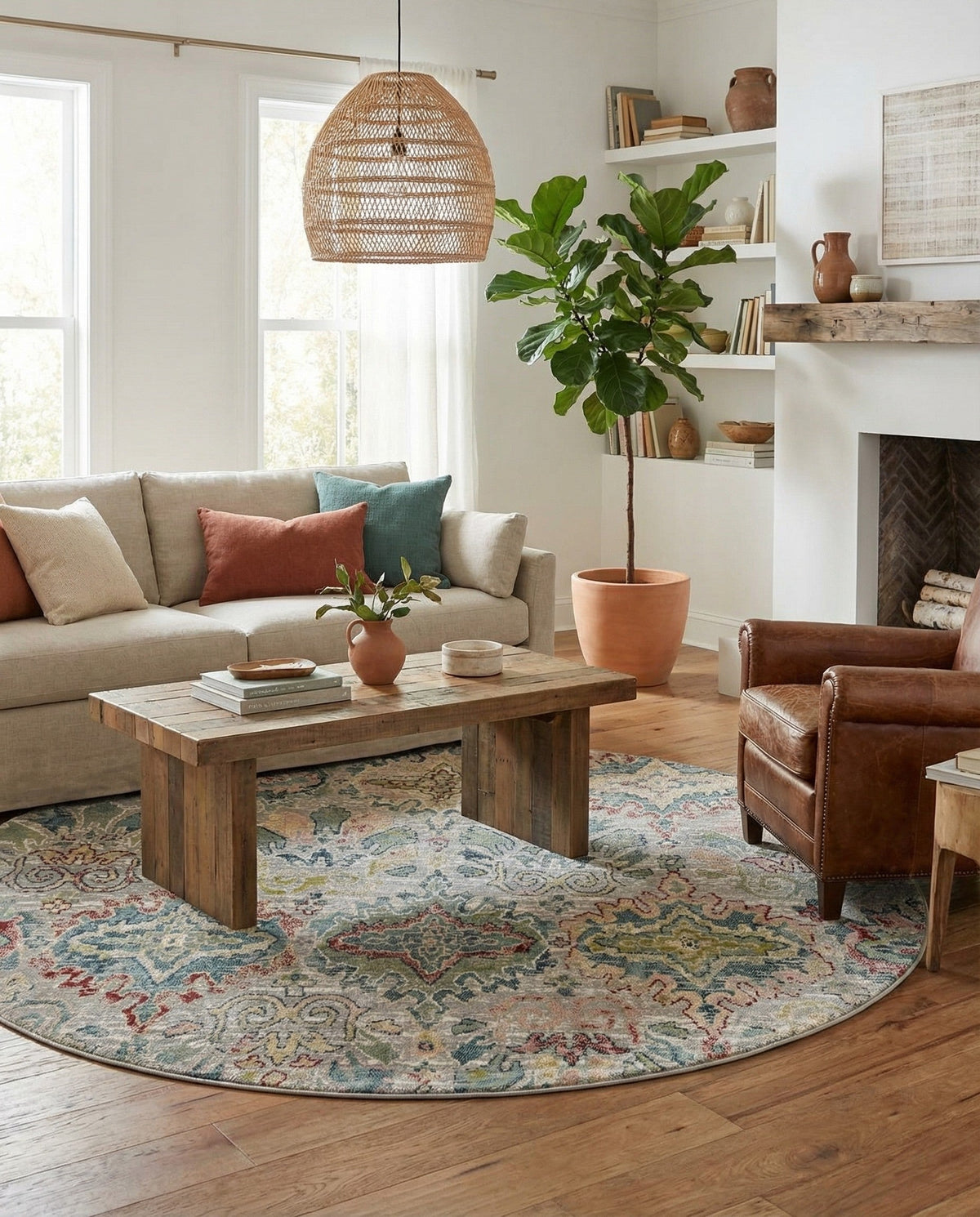 Savannah Elegance Collection Area Rug -  Forsyth Round Multi  lifestyle 166