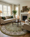 Persian Elegance Collection Area Rug -  Kerman (Green) Round Green  lifestyle 53