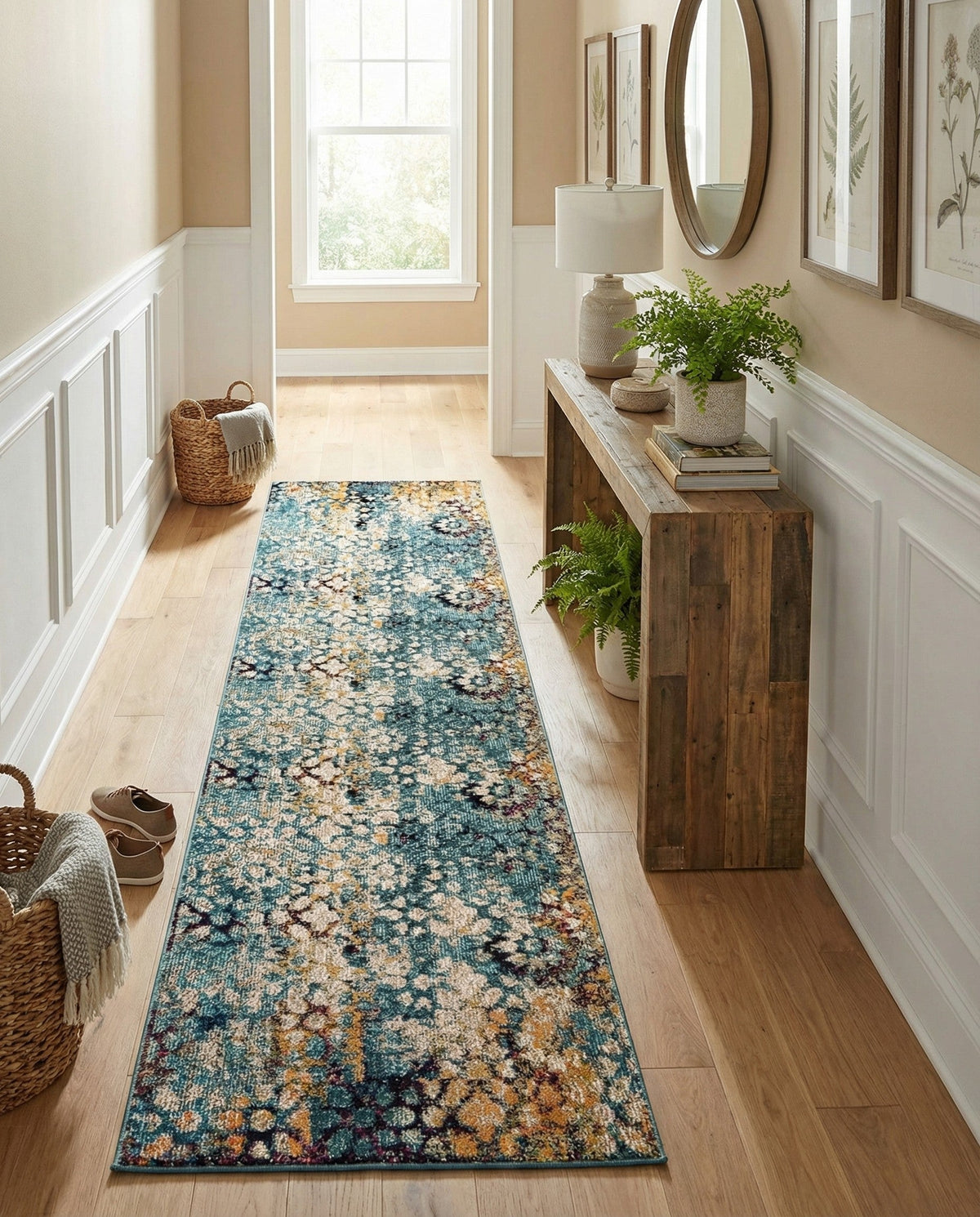 Venetian Tapestry Collection Area Rug - Murano Runner Blue  lifestyle 74