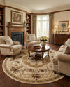 Versailles Elegance Collection Area Rug -  Louveciennes (Cream) Round Cream  lifestyle 83