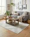Seychelles Stripes Collection Area Rug - Mahe (Ivory and Gray) Rectangle Ivory and Gray  lifestyle 7