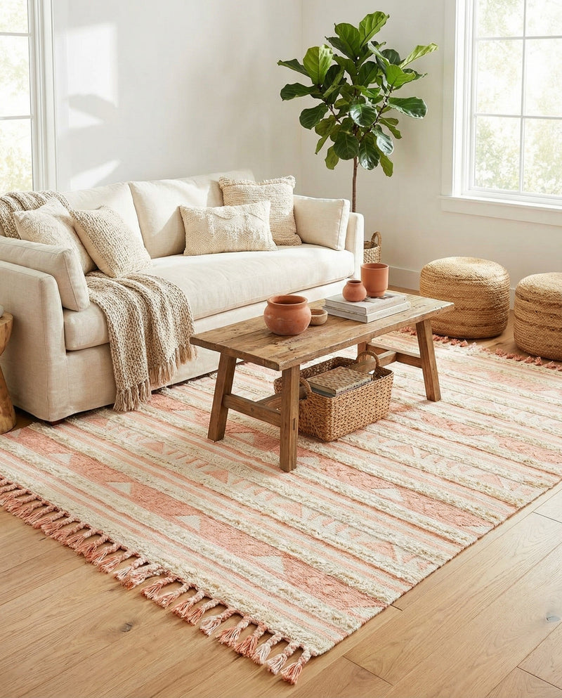 Sonoran Collection Area Rug - Montezuma Rectangle Baby Pink  lifestyle 28