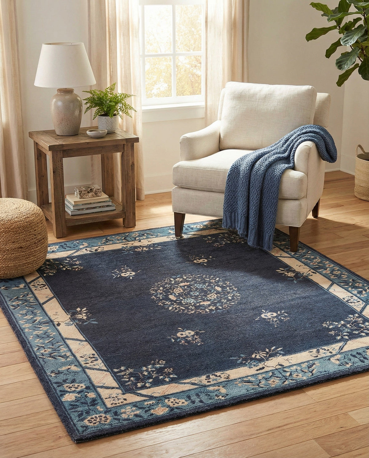 Bazaar Chic Collection Area Rug -  Ouarzazate Square Navy Blue  lifestyle 46
