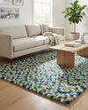 Woolen Sphere Collection Area Rug - Orbsburg (Blue) Rectangle Blue  lifestyle 10