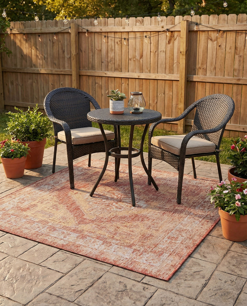 Patio Heritage Collection Area Rug -  Augusta (Rust Red) Square Rust Red  lifestyle 52