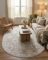 Seville Stripes Collection Area Rug -  Granada (Gray) Oval Gray  lifestyle 42