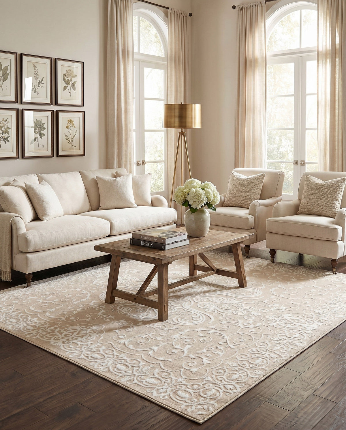 Andes Summit Collection Area Rug -  Lanín Square Beige  lifestyle 120