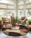Bistro Lounge Collection Area Rug -  Latte Round Multi  lifestyle 45