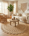 Woven Seaside Jute Collection Area Rug - Coastalhaven (Ivory) Round Ivory  lifestyle 8