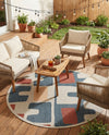 Coastal Terrace Collection Area Rug -  Sail Round Ivory and Blue  lifestyle 56
